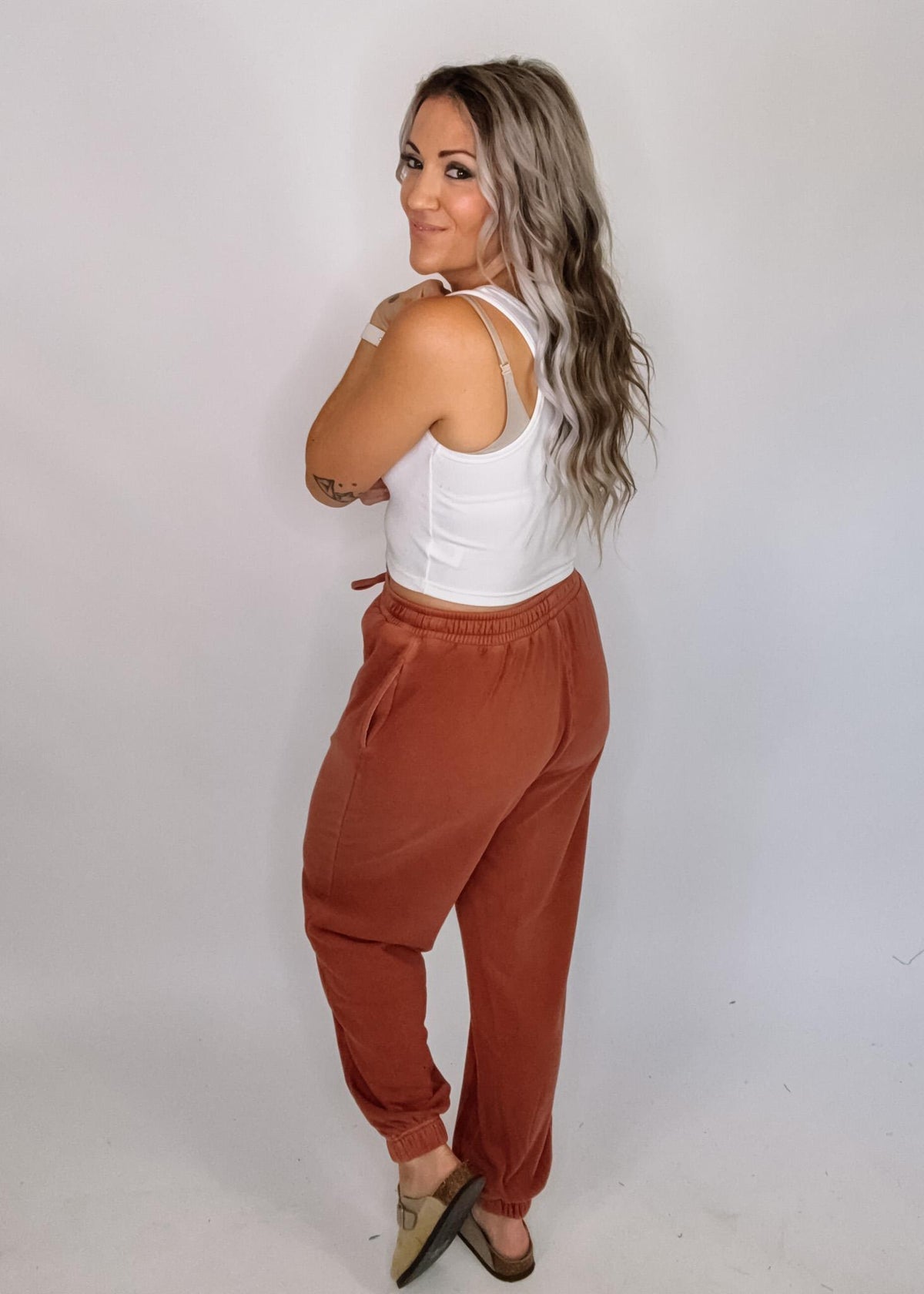 Washed Drawstring Waist Joggers
