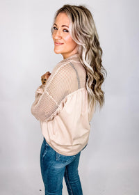 Oversized High Neck Henley Top