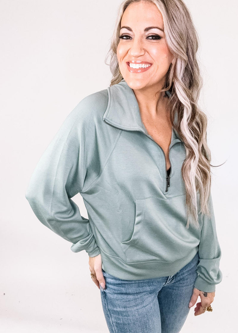 High Neck Half Zip Sweatshirt