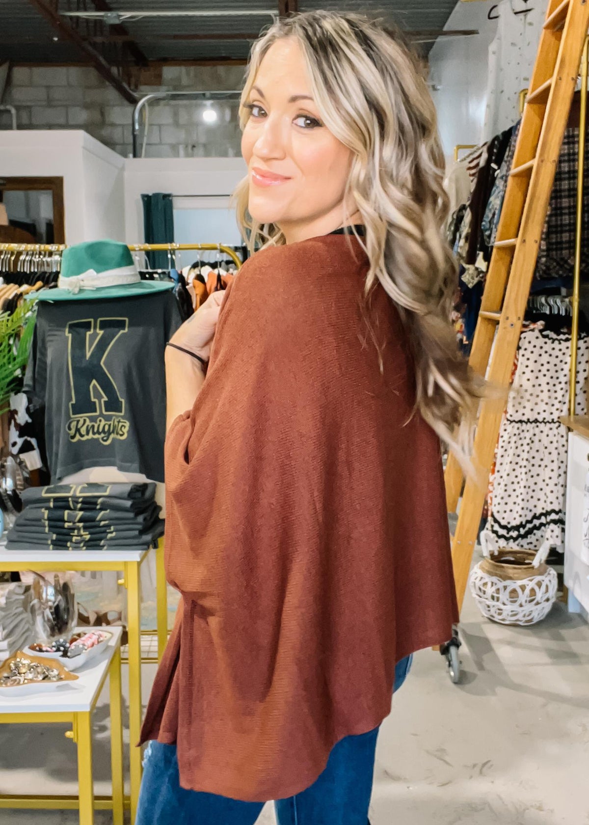 Loose Fit Open Knit Cape Sweater