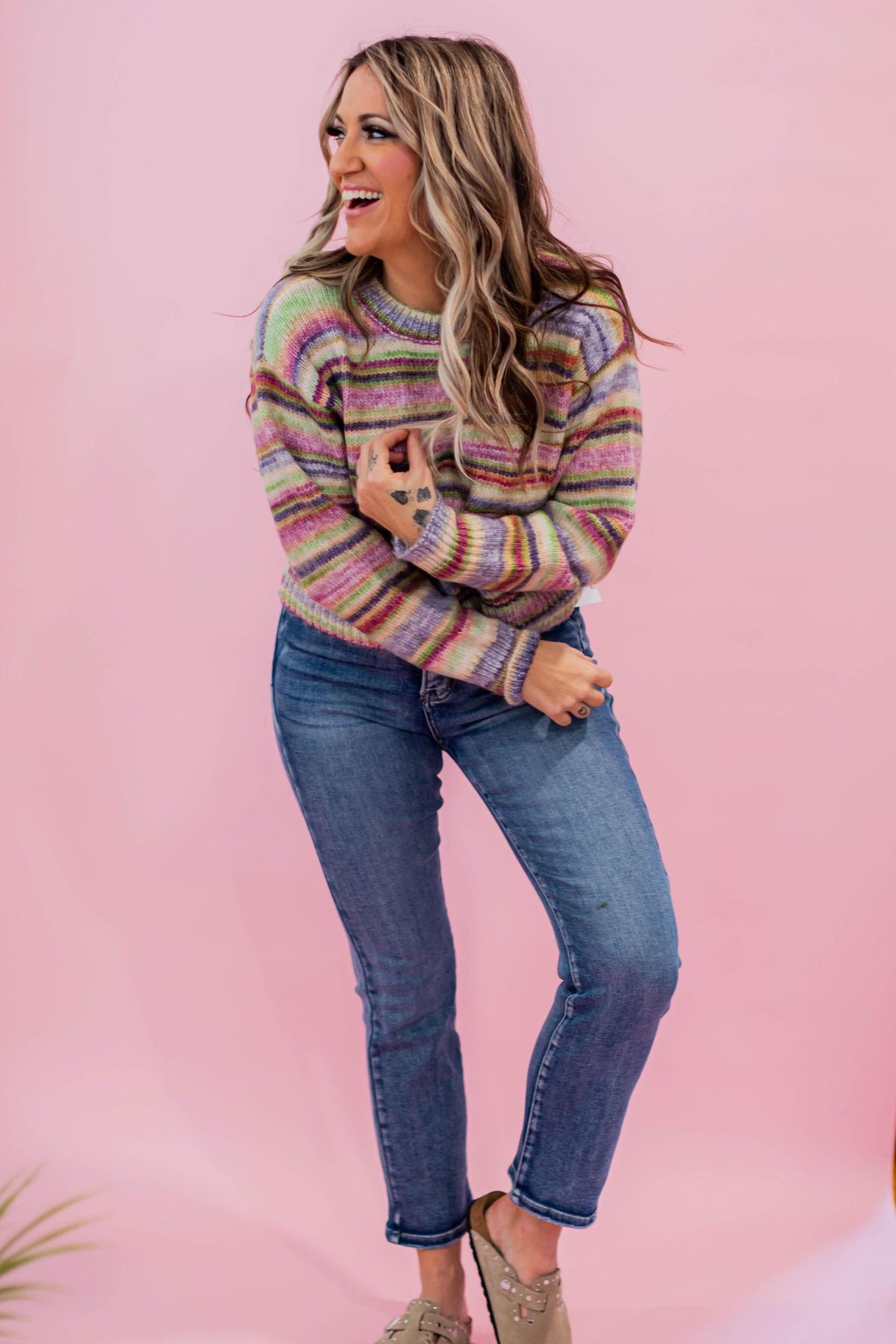 Violet Dreams Multi Stripe Knit Sweater