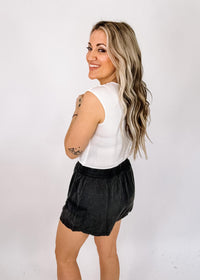 Black Vintage Wash Woven Shorts