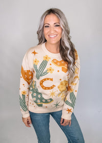Cowgirl Printed Sweater