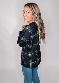 Black and Caramel Plaid Hoodie