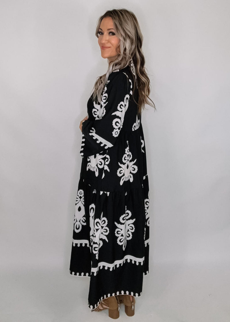 Jodifl Black and White Damask Dress