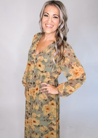 Sage and Mustard Floral Maxi