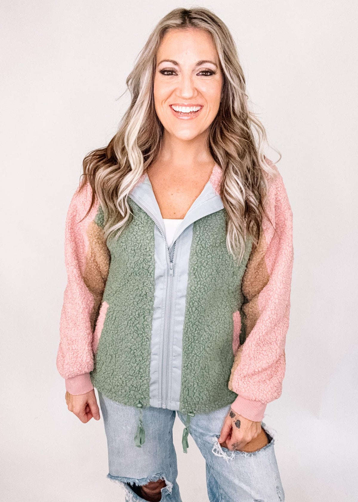 Rose and Sage Sherpa Jacket