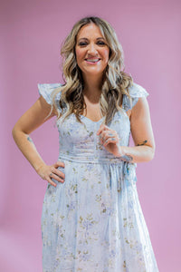 Pastel Floral Corset Style Maxi Dress