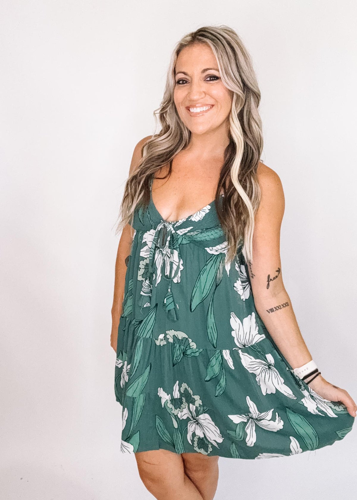 Jade Floral Smocked Mini Dress