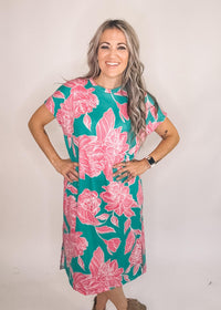 Drop Shoulder Floral Dress