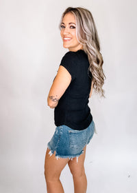 Ribbed Knit Top with Lace & Bow Trim