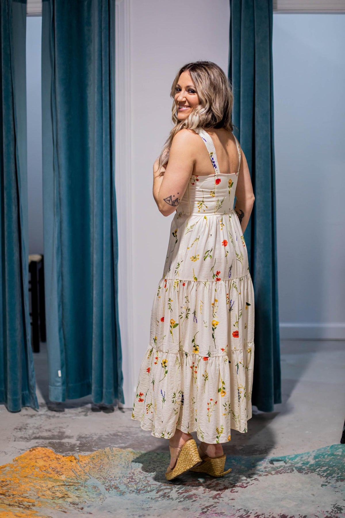 Cream Rustic Floral Maxi