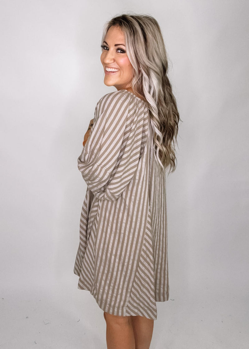 Mocha Stripe Swing Dress