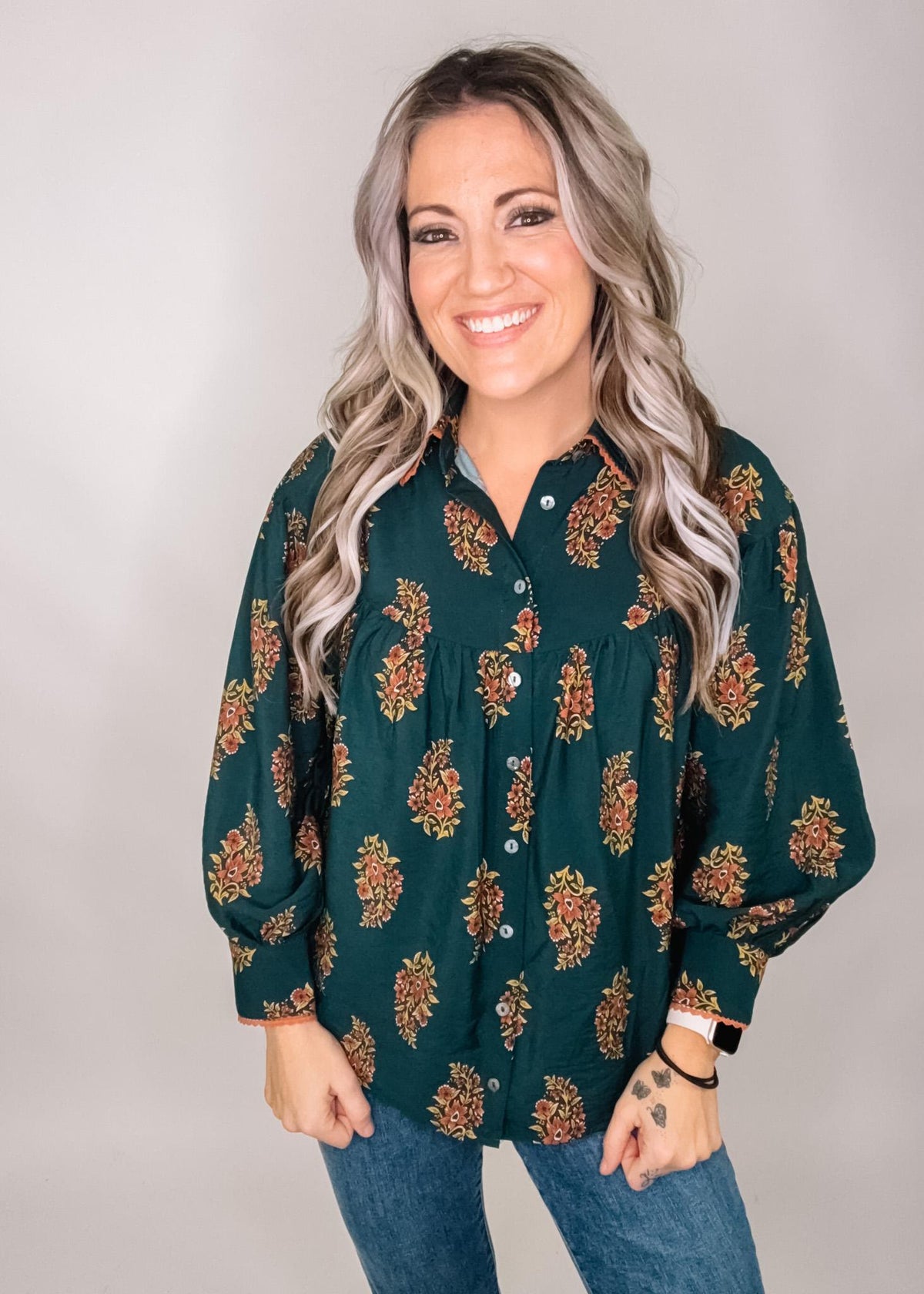 Hunter Green Button Down Babydoll
