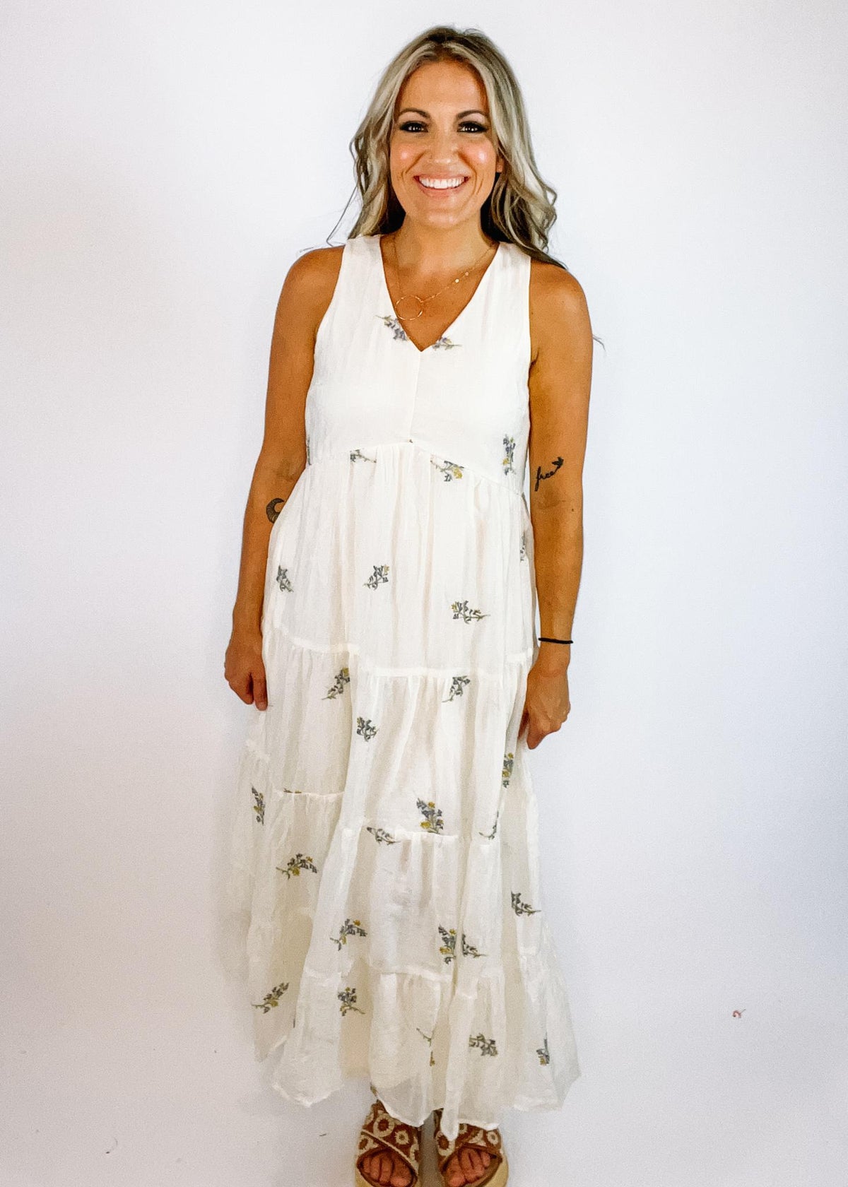 Nantucket Tiered Embroidered Midi Dress