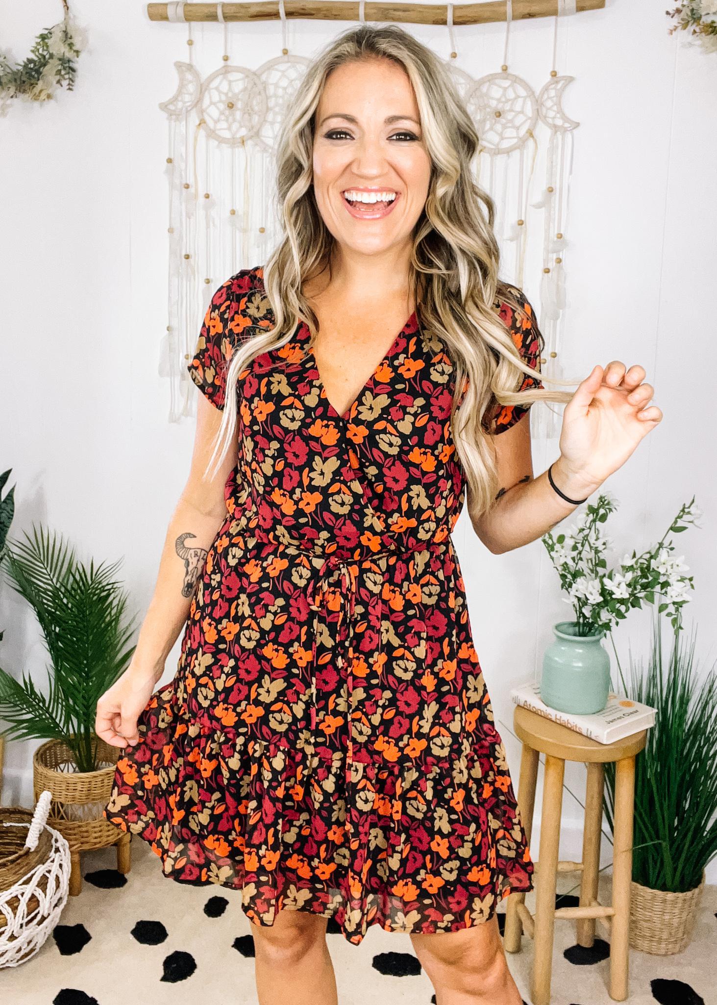 Floral faux hotsell wrap dress