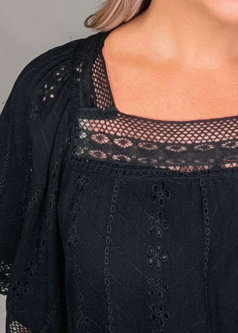 Black Eyelet Boho Dress