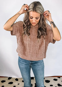 Mocha Chenille Short Sleeve Sweater