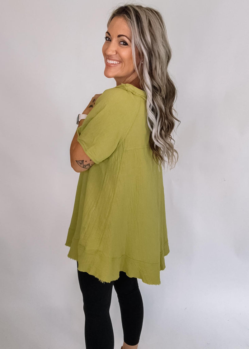 Avocado Gauze Mini Dress
