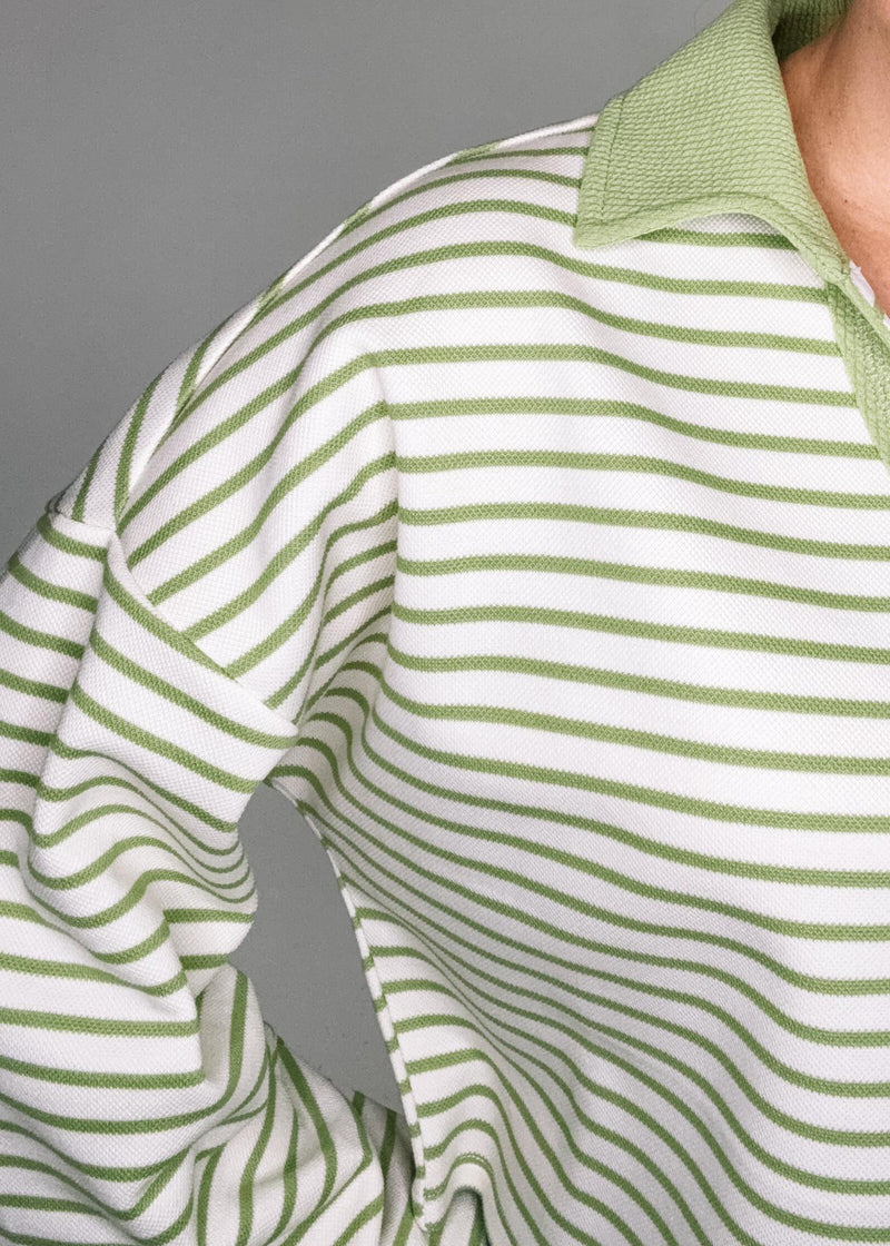 Avocado Stripe Collar Top