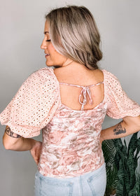 Blush Eyelet Sleeve Top