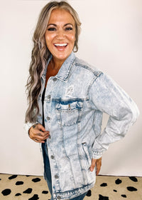 Acid Wash Distressed Denim Jacket