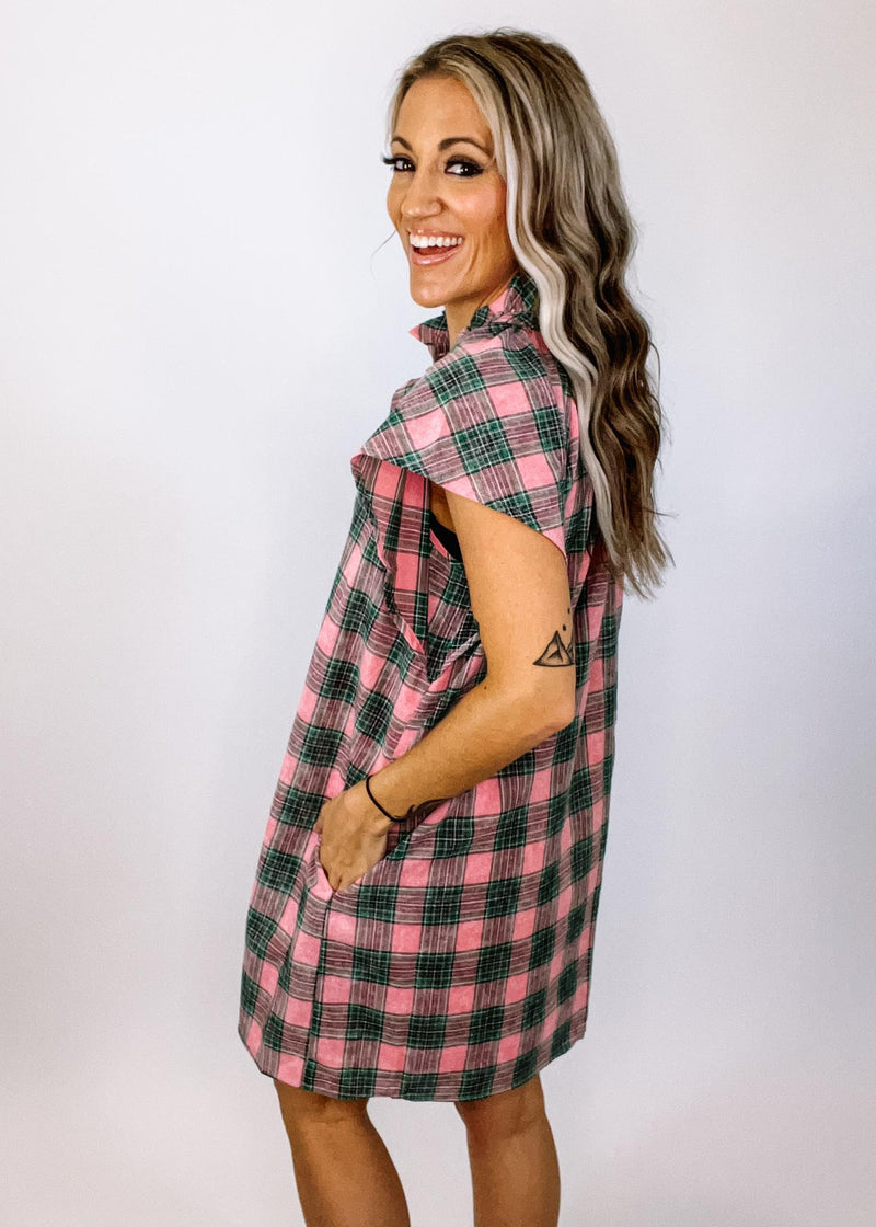 Filly Pink and Green Plaid Dress