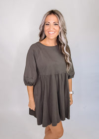 Ash grey Mini Babydoll Dress