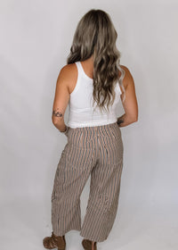 Mineral Wash Striped Barrel Leg Jeans