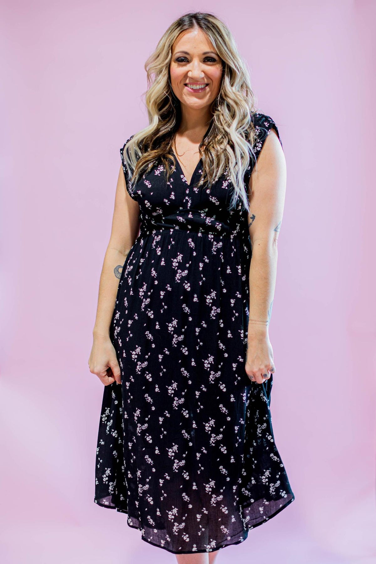 Ditsy Floral Grecian Midi Dress