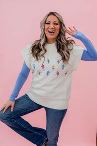 Floral Detail Sweater Vest Top