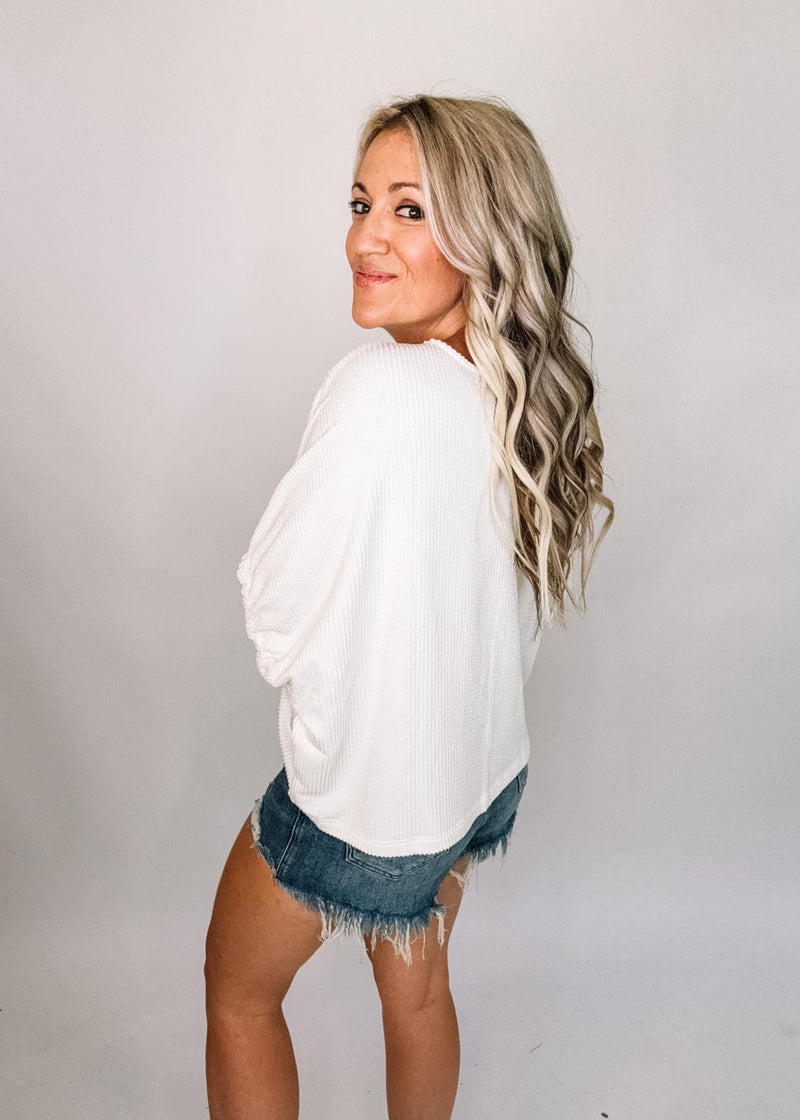 Textured Elastic Cuff Blouse
