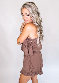 Lace Detail Ruffle Trim Romper