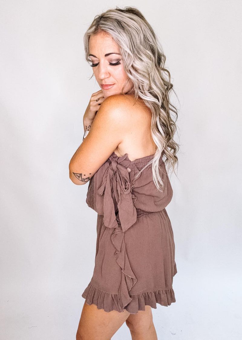 Lace Detail Ruffle Trim Romper