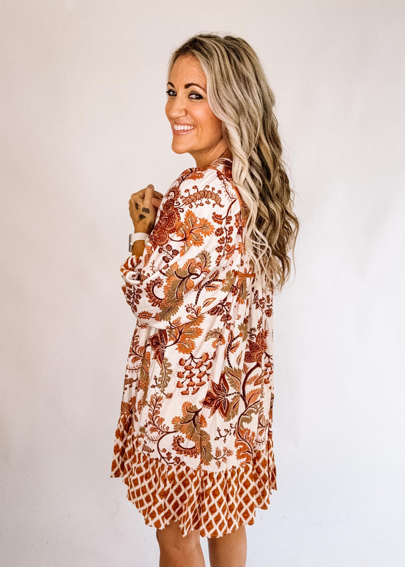 Toffee Mixed Print Dress