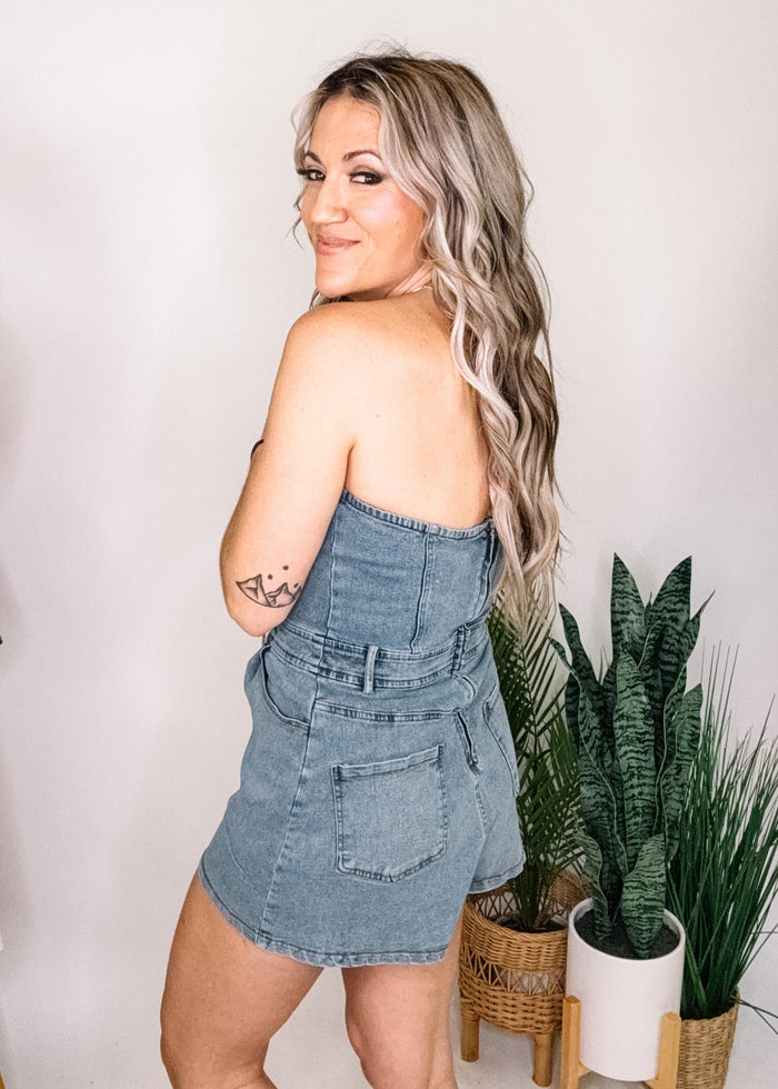 Denim Tube Top Romper