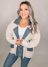 Mixed Media Cable Knit Sweater