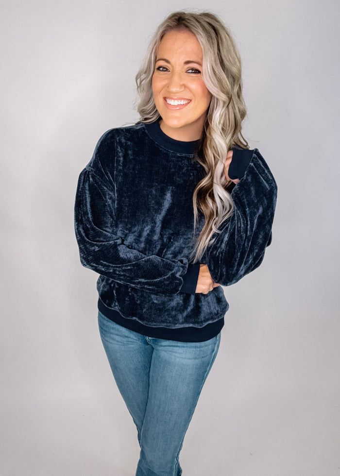 Midnight Mock Neck Long Sleeve Knit Top