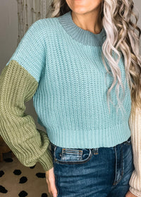 Sage Multi Color Block Midi Sweater