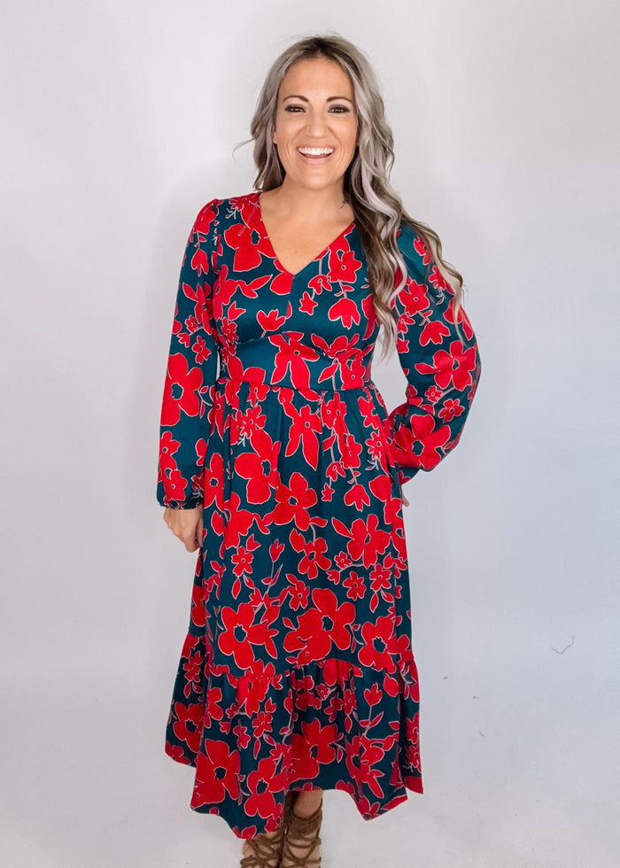 Teal and Magenta Midi Dress