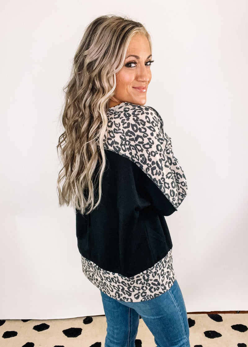 Leopard and Black Thump Opening Tunic Top