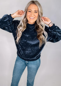 Midnight Mock Neck Long Sleeve Knit Top