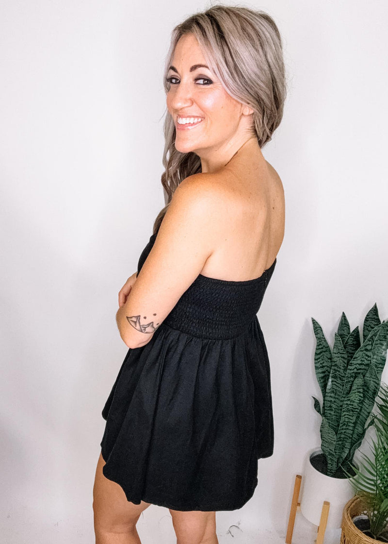 Black Babydoll Tube Top Romper