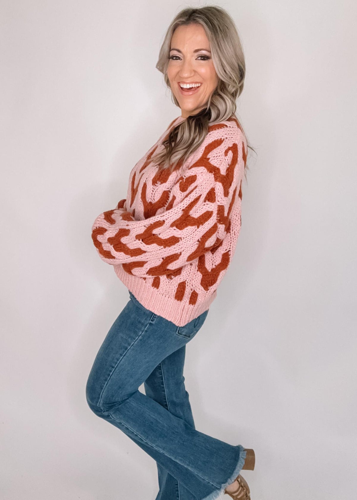 BLACK FRIDAY- Pink and Rust Knit Sweater