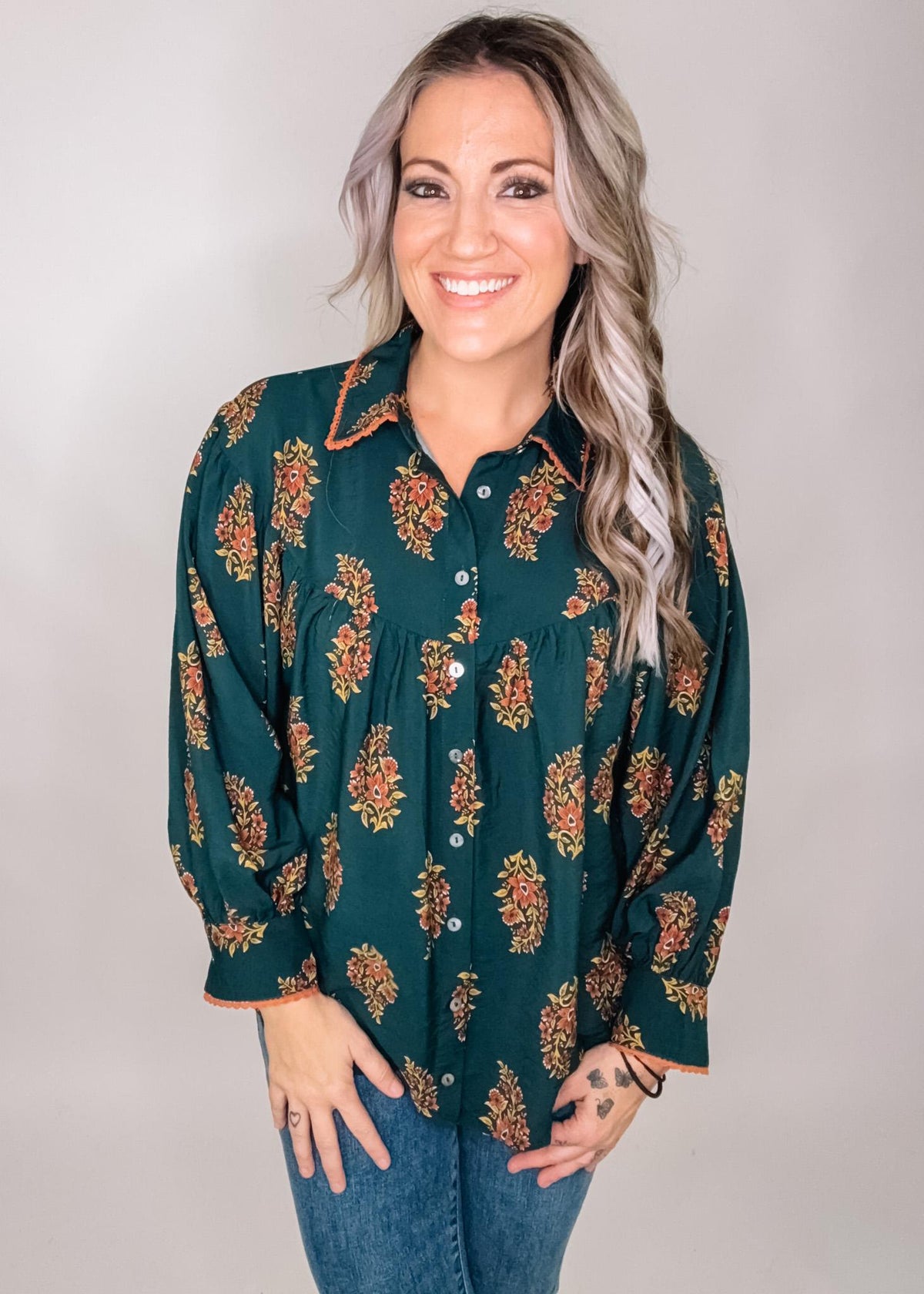 Hunter Green Button Down Babydoll