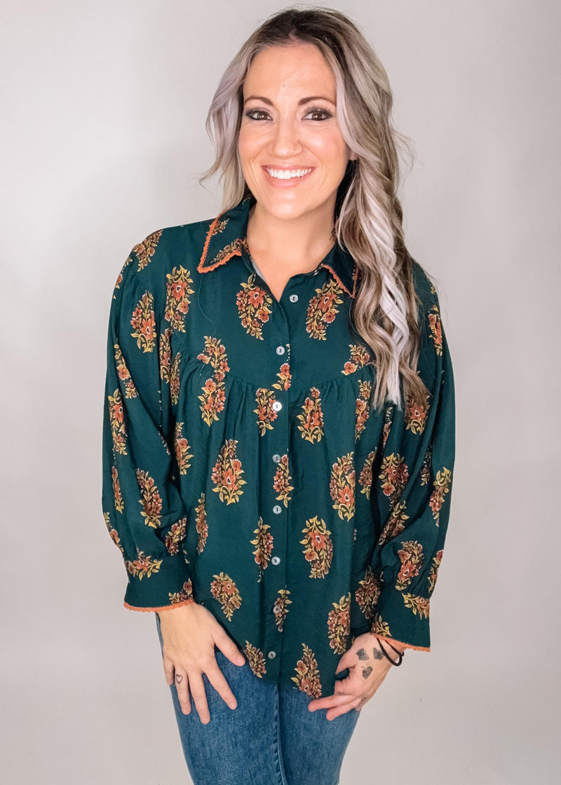 Hunter Green Button Down Babydoll