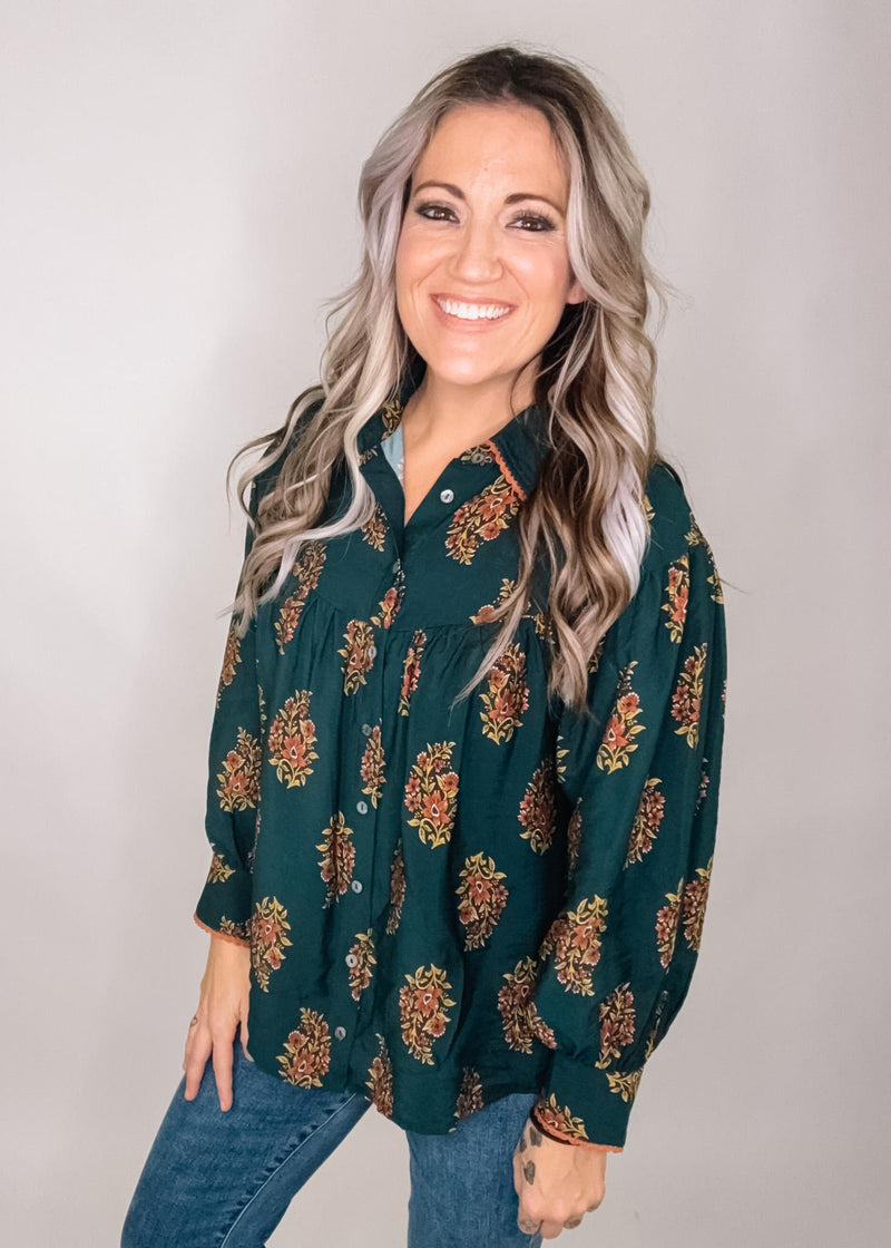 Hunter Green Button Down Babydoll