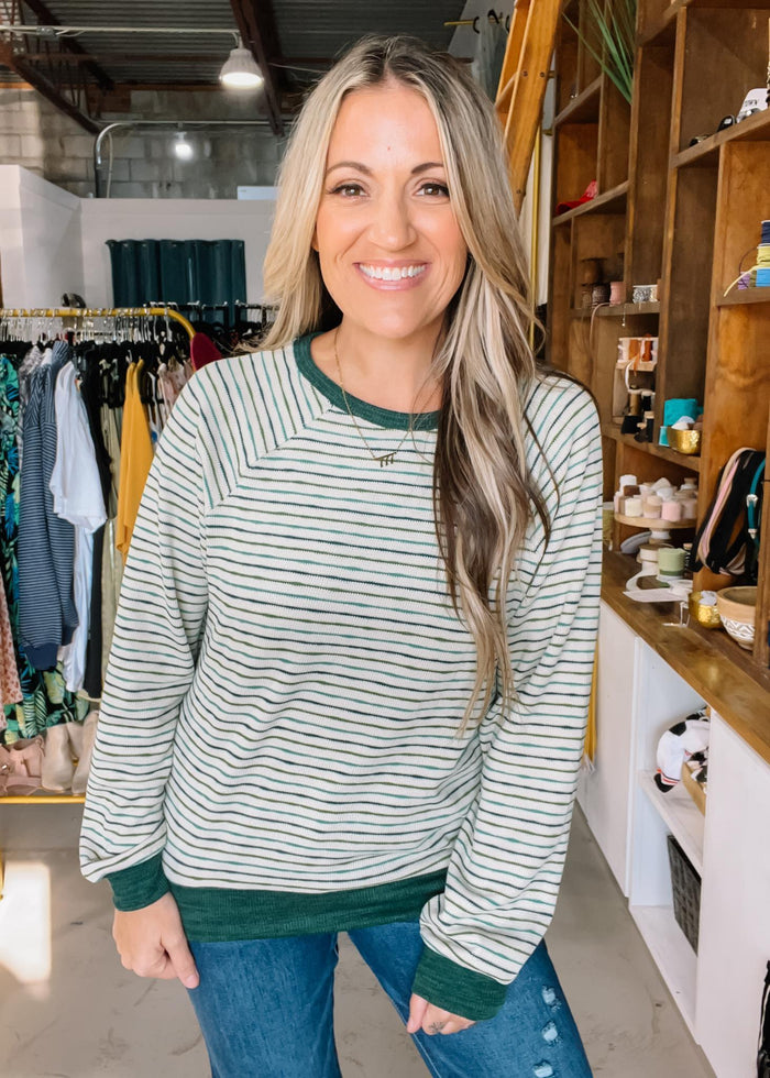 Hunter Green Stripe Top