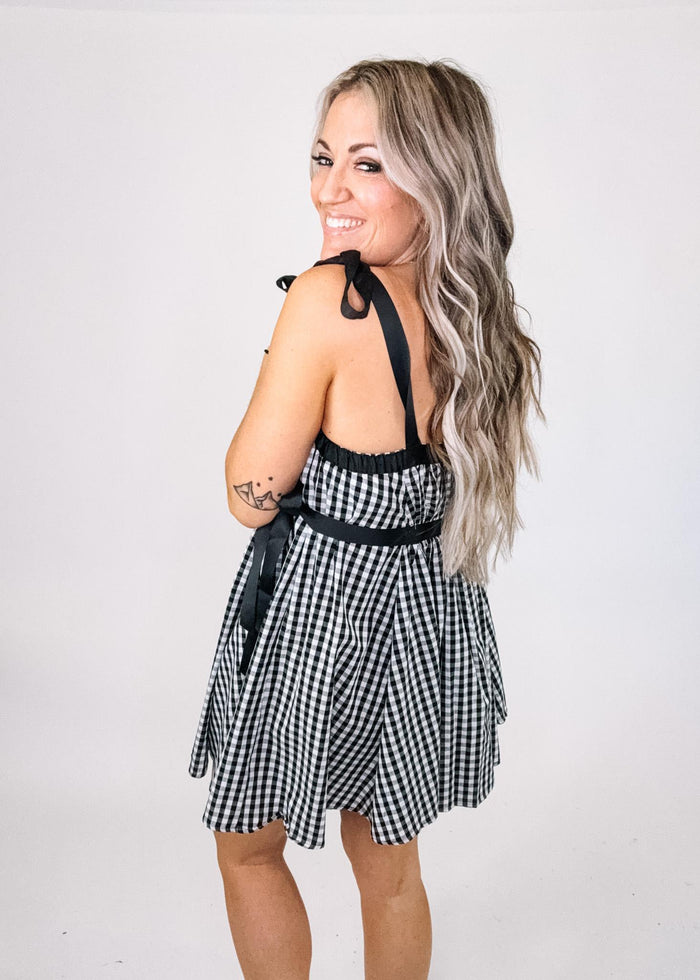 Black Gingham Mini Dress