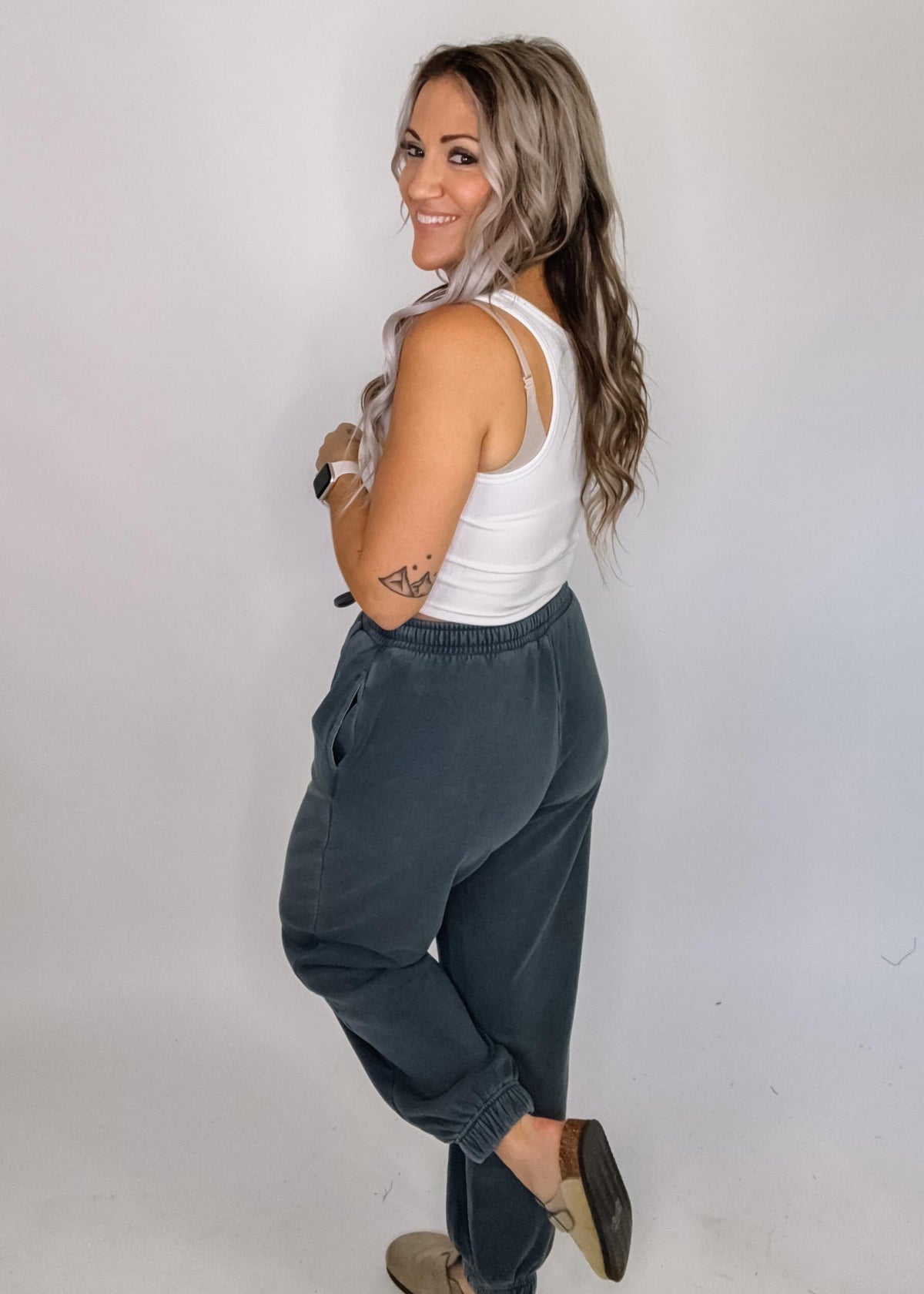 Washed Drawstring Waist Joggers